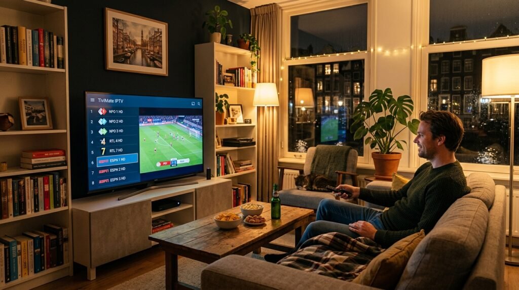 IPTV kijken via Firestick Nederland 
            TiviMate NPO RTL ESPN zenders Smart TV