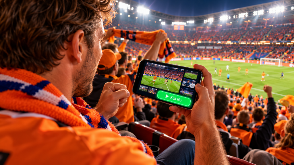 iptv provider nederland supporter volgt live wedstrijd via smartphone in stadion